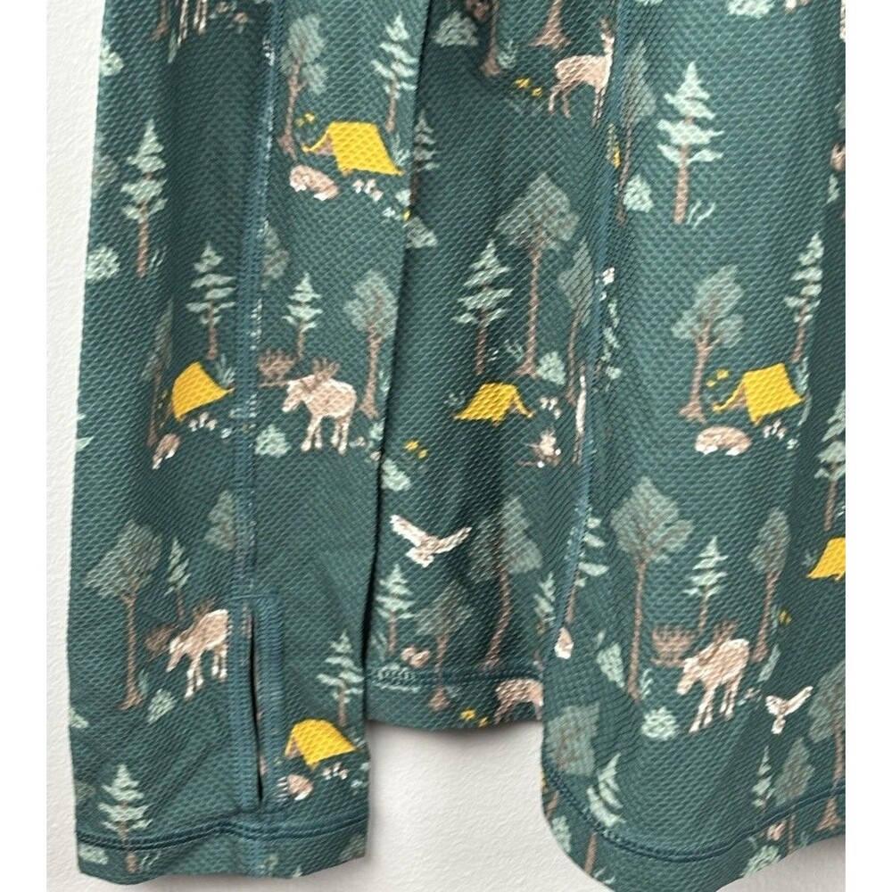 Duluth Trading Women Buck Naked Base Layer Medium L/S Green Deer Forest Print - Picture 7 of 9